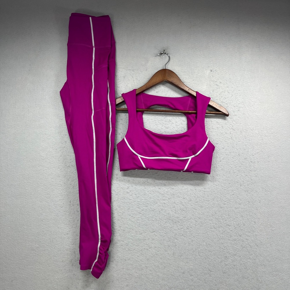 FP Movement Activewear Set Womens XS Pink High Rise Leggings Crop Bra Yoga Gym